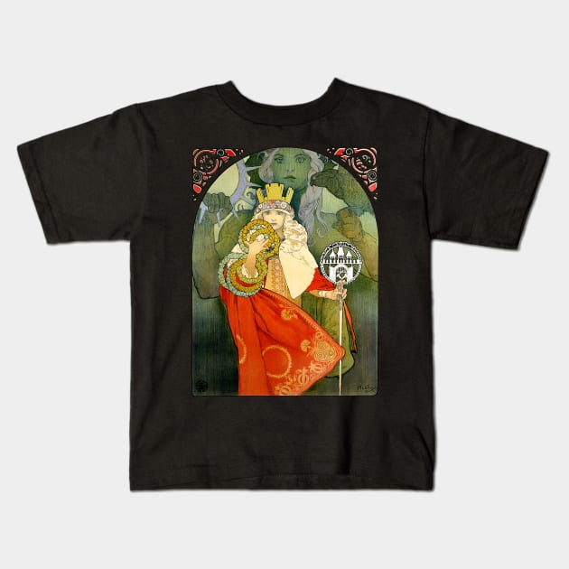 Alphonse Mucha Art Nouveau Fantasy Sokol Festival Vintage Kids T-Shirt by AltrusianGrace